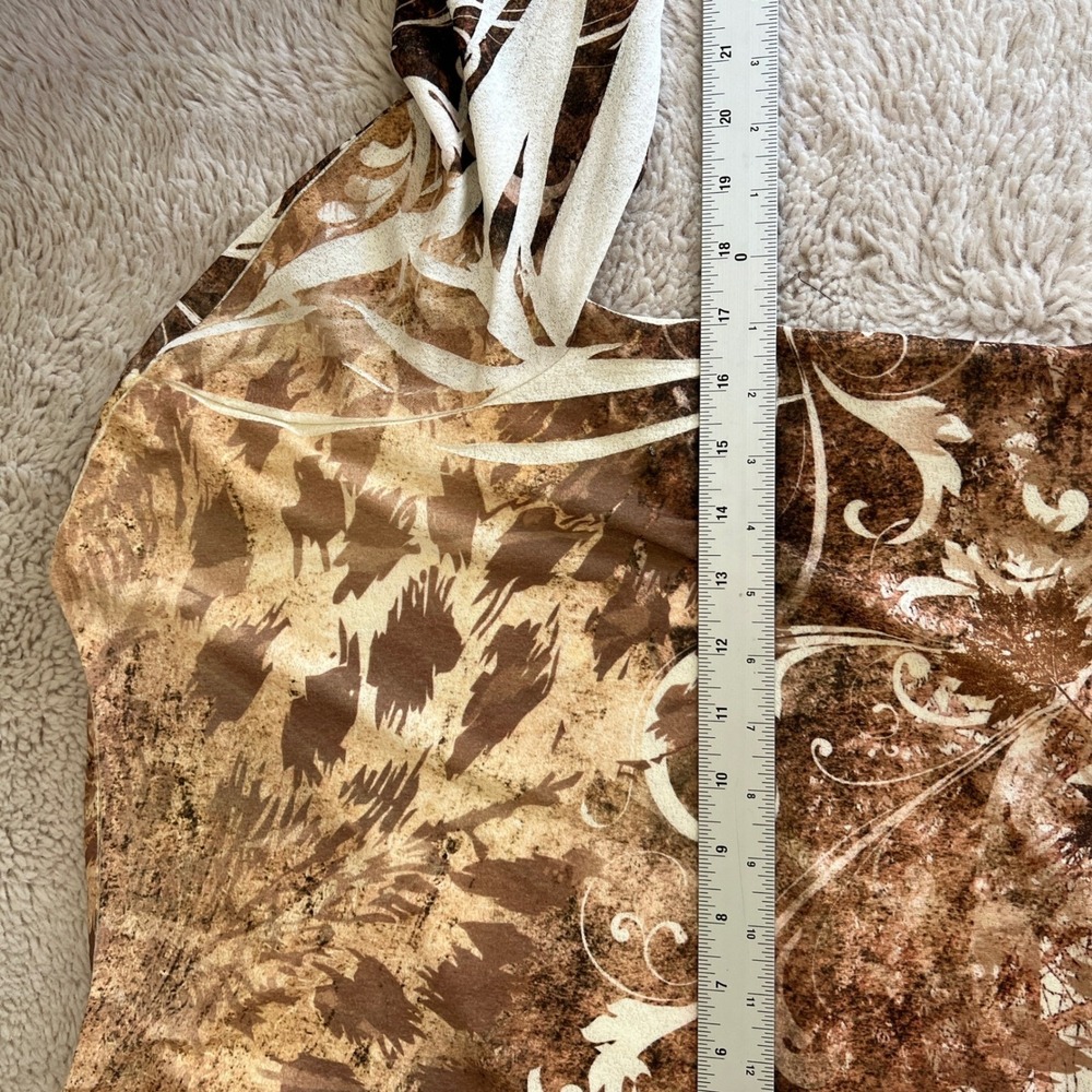 Indie Fairy Grunge Brown Leaf Print Long Sleeve V Neck Top Forestcore Babydoll - Picture 8 of 8